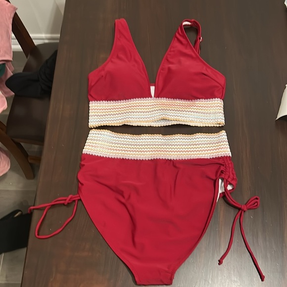 Blooming Jelly High Waisted Triangle Color Block Two Piece Tummy Control Size M - Picture 13 of 15